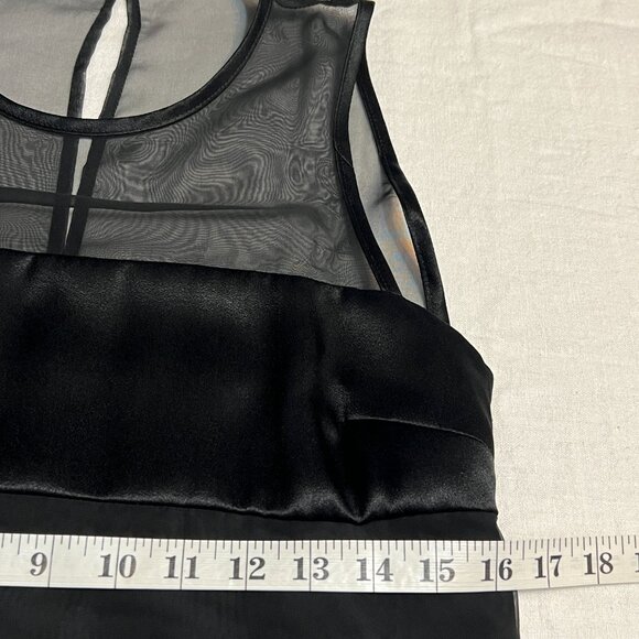 J.R. Nites Petites by Caliendo Black Chiffon Cocktail Dress Sheer Illusion Sz 8 - Picture 7 of 10